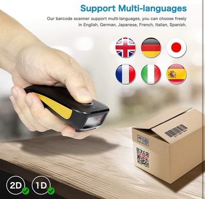 QR Code Scanner, Mini Barcode Scanner Bluetooth Compatible, Small Portable US...