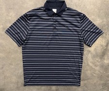 Callaway Polo Shirt Men's Medium Blue Striped Short Sleeve Opti Dri Golf