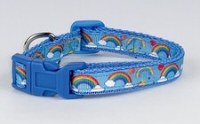 Rainbows cat or small dog collar 1/2" wide adjustable handmade bell or leash
