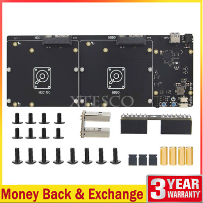 X885 V1.2 SATA HDD Expansion Board Dual 3.5'' SATA HDD Shield for Raspberry Pi 4B