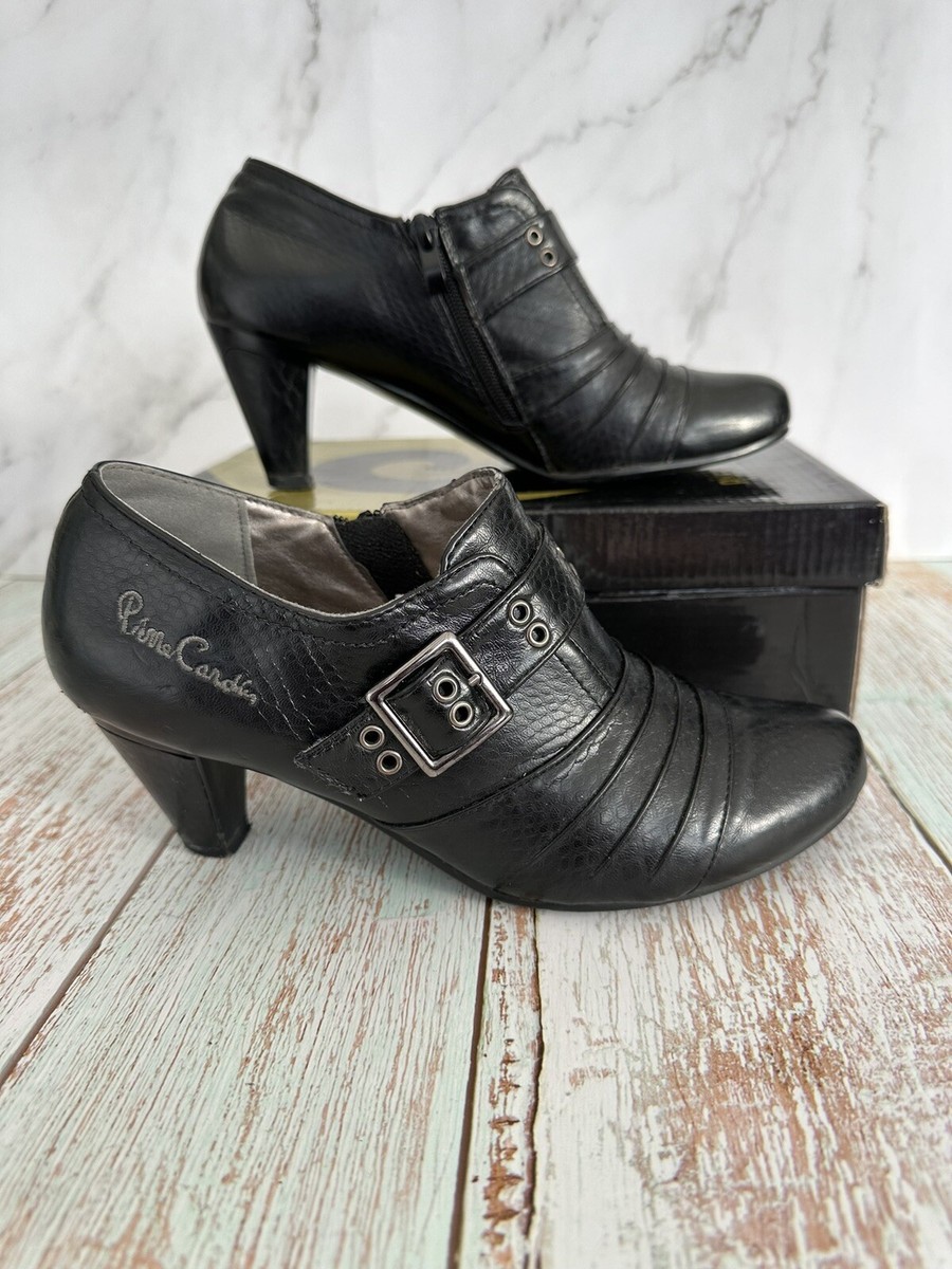 Pierre Cardin Women's Ankle Boots UK Size 5, Low Cut, Black Leather, Boxed