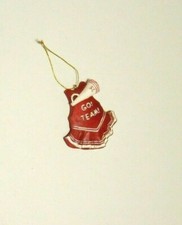 Christmas Ornament Cheerleader Outfit Megaphone Red White Resin