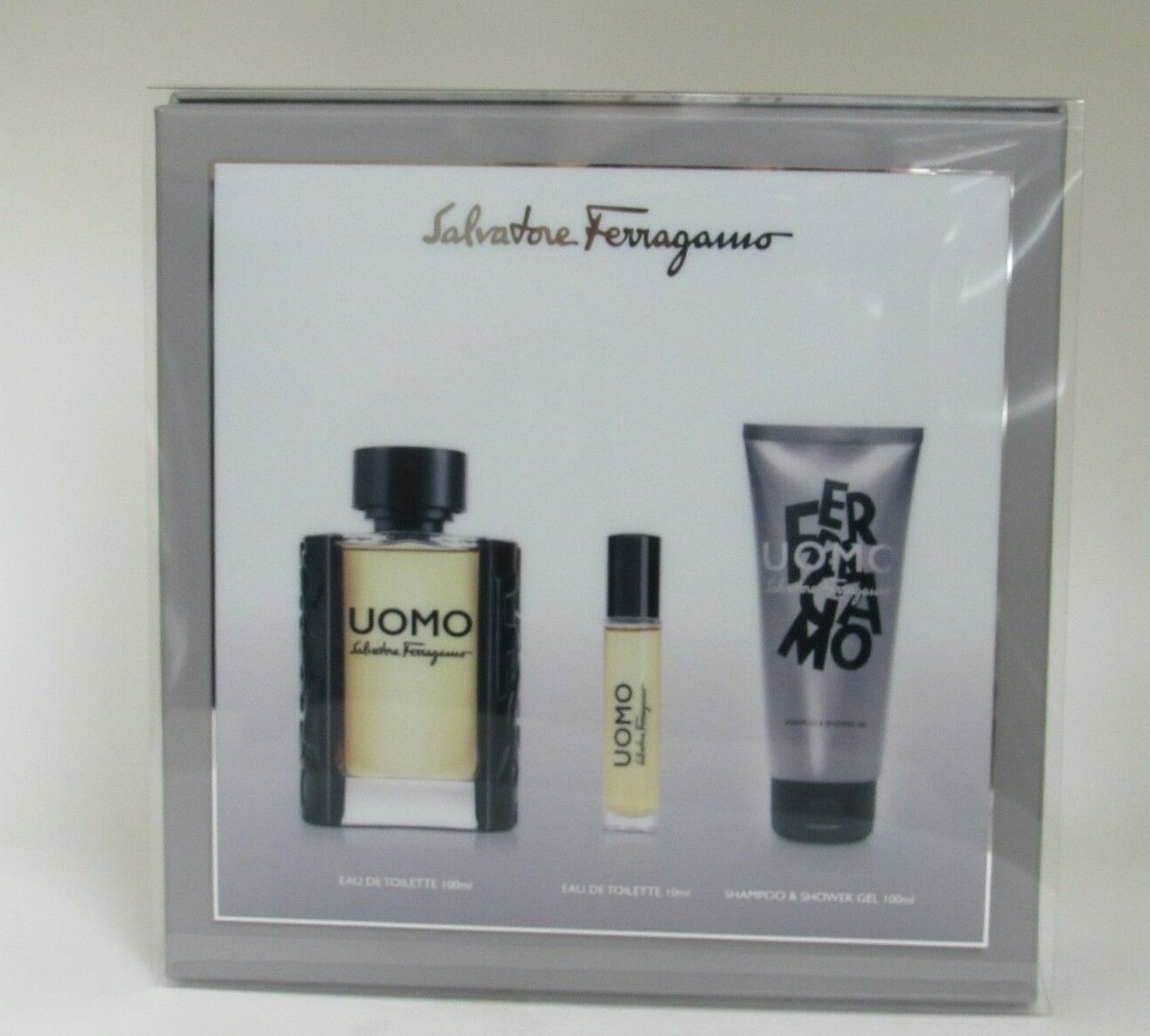 Salvatore Ferragamo UOMO 3 PC GIFT SET FOR MEN 3.4 & 0.34 OZ EDP+