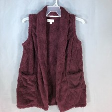 Koolaburra By Ugg Womens Sherpa Fleece Vest Size Small Embossed Cozy Wine