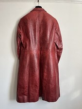 Roberto Cavalli Burgundy Croc Embossed Leather Coat 90s/00s Runway | L