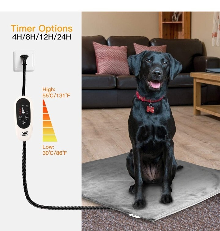 Pet Heating Pad, 6 Adjustable Temperature Dog Cat Heating Pad with Timer, Indoor