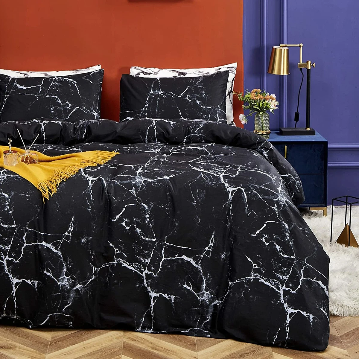 Black marble sale bedroom set