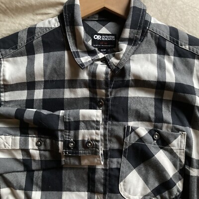 Outdoor Research Shirt Women Small Kulshan Flannel Tunic Button Up Plaid Pocket