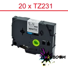 20 Label with Brother TZ-231 TZe-231 P-Touch Tape Black on White 12mm x 8m