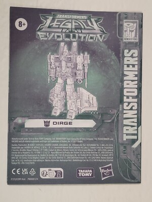 Legacy Dirge INSTRUCTION SHEET booklet Transformers Evolution 2022