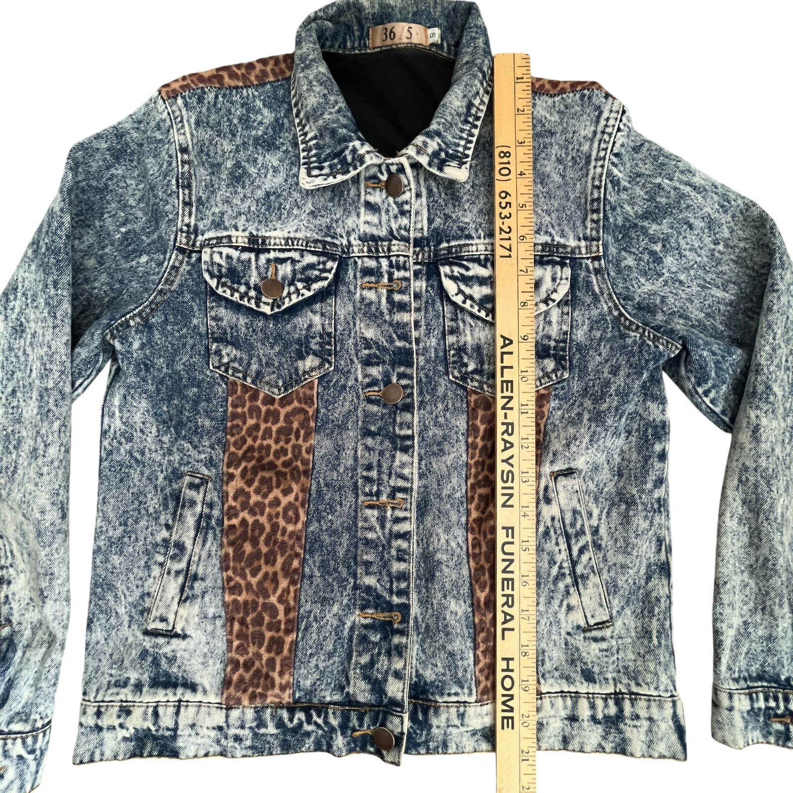 36 Point 5 Leopard Patchwork Trucker Jacket S Aci… - image 19