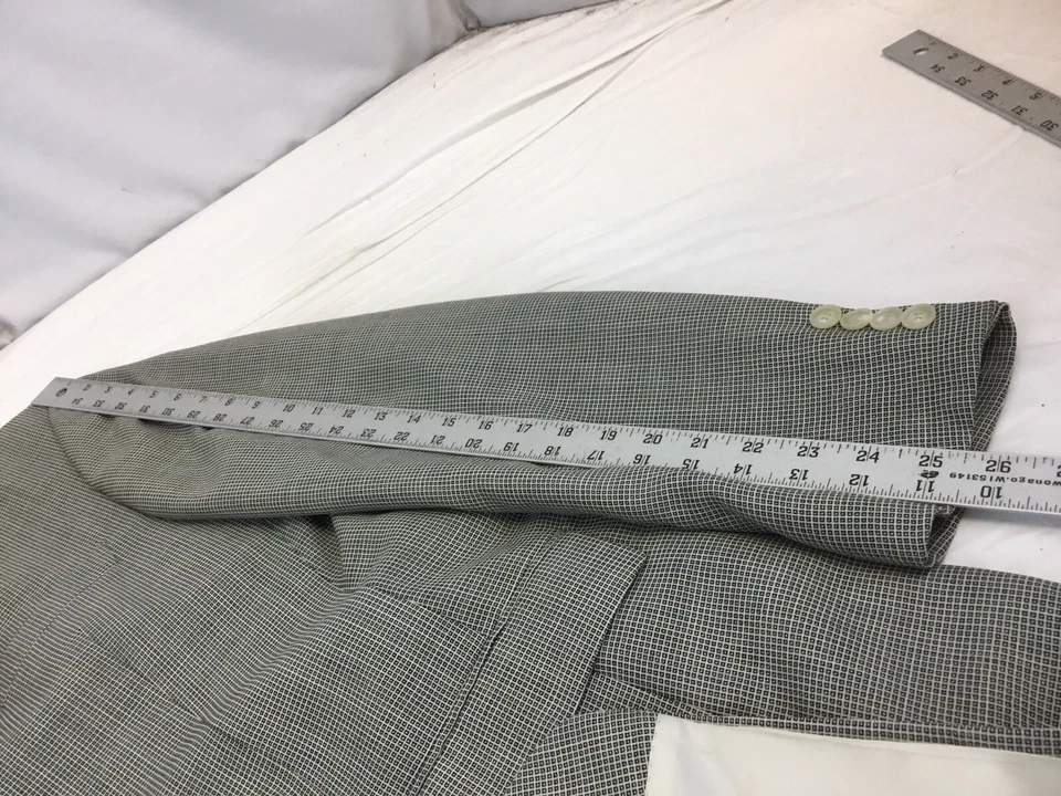 Abrigo deportivo Hugo Boss Blazer 42L gris a cuadros lana nailon 3B 1V usado una vez YGI R1-417 Foto 4 de 4