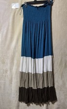 Multicolor Long Maxi Flare Tiered Pull-on Elastic Waist Skirt One Size