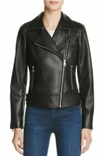 Marc New York Womens Black Leather Moto Jacket, Size Xxl , Rrp $360.00