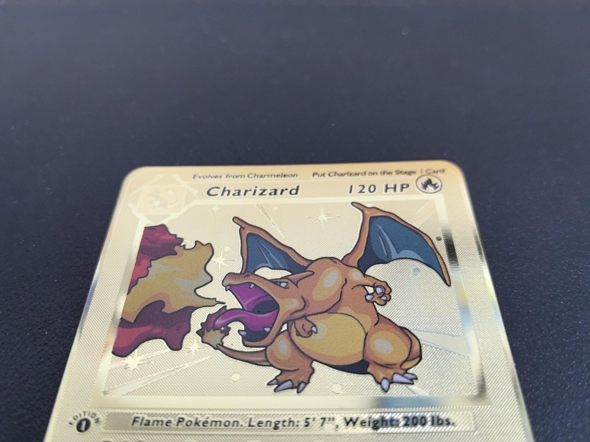 Pokemon. 1st Edition Base Set Shadowless Charizard GOLD .Metal DISPLAY Card | eBay Pokemon. 1st Edition Base Set Shadowless Charizard GOLD .Metal DISPLAY Card | eBay