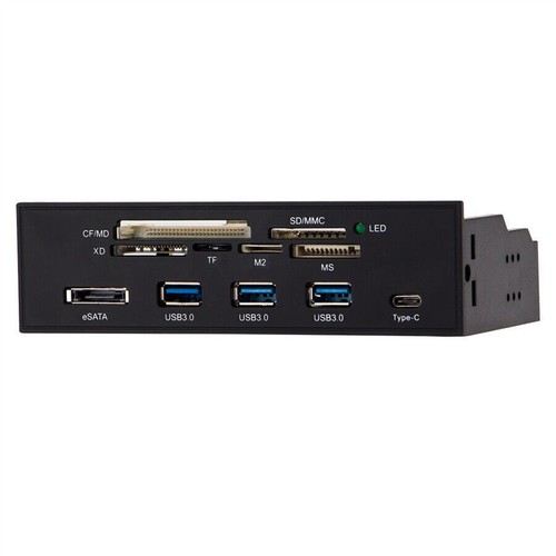 5.25" PC Computer Front Panel USB Card Reader USB 3.0 Type-C eSATA MD SD MMC TF - Photo 8/8