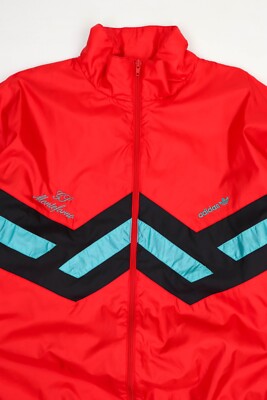 激レア！デッドストック80s 90s ボンネビル バンダナジャケット サイズ48 Adidas Vintage Monteforna 80s 90s Red Nylon Oversized Track Top