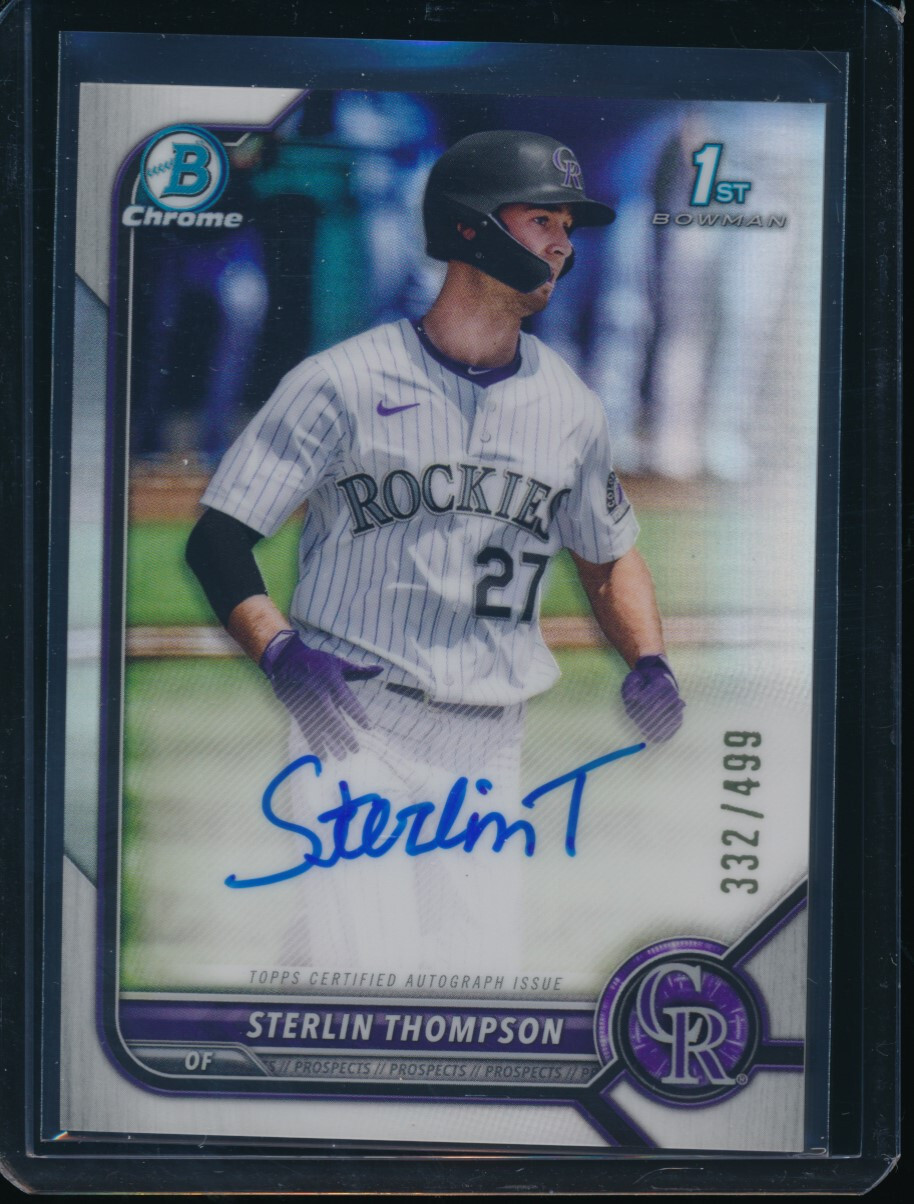 STERLIN THOMPSON AUTO 1st 2022 Bowman Chrome Draft REFRACTOR #/499 Rookie RC