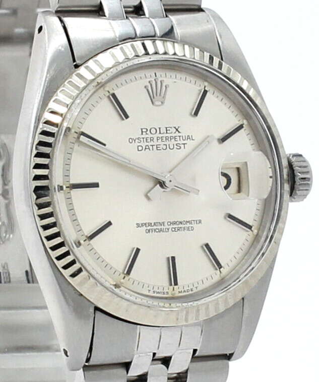 Mens Vintage ROLEX Oyster Perpetual Datejust 36mm Silver Dial
