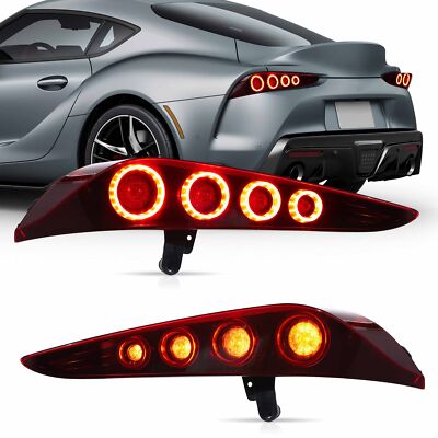 VLAND Red LED Tail Lights For 2020-2024 Toyota GR Supra A90/A91 W/Start-up Pair