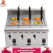Commercial Pasta Cooking Machine Noodle Boiler 6 Holes Pasta Maker 3 Gas Knobs