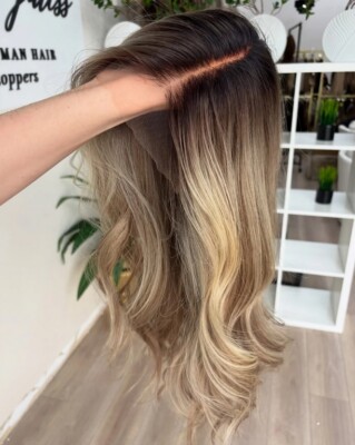 Ash Blonde Highlight Wavy Wigs 13x4 Lace Front Human Hair Wigs