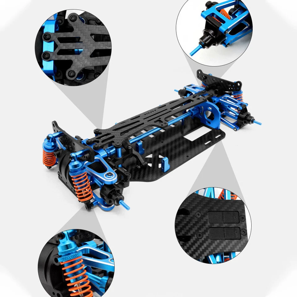Upgraded Metal Alloy Carbon Racing Chassis Frame Kit For TT01 TT-01 1/10 RC Car - Image 2 of 4