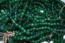 Crow Pony Glass Beads 9 mm strand of a 100 Transparent Dark Green Bead Crafts