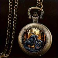 Cool Retro Pocket Watch, Motorcycle Element Outdoor Commemorative Pocket Watch
