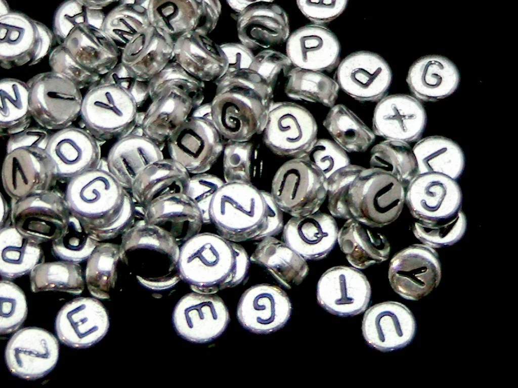 Silver shop alphabet beads