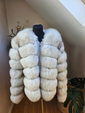 Premium Real White Fox Fur Bubble Jacket XXL  with Garment Bag, Hanger