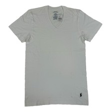  MINOR DEFECT Polo Ralph Lauren Solid V-Neck T-Shirt w/Pony - White - Sz: Small