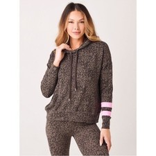 Sundry hoodie brown leopard print With stripe sleeve NEW sz 0/XS