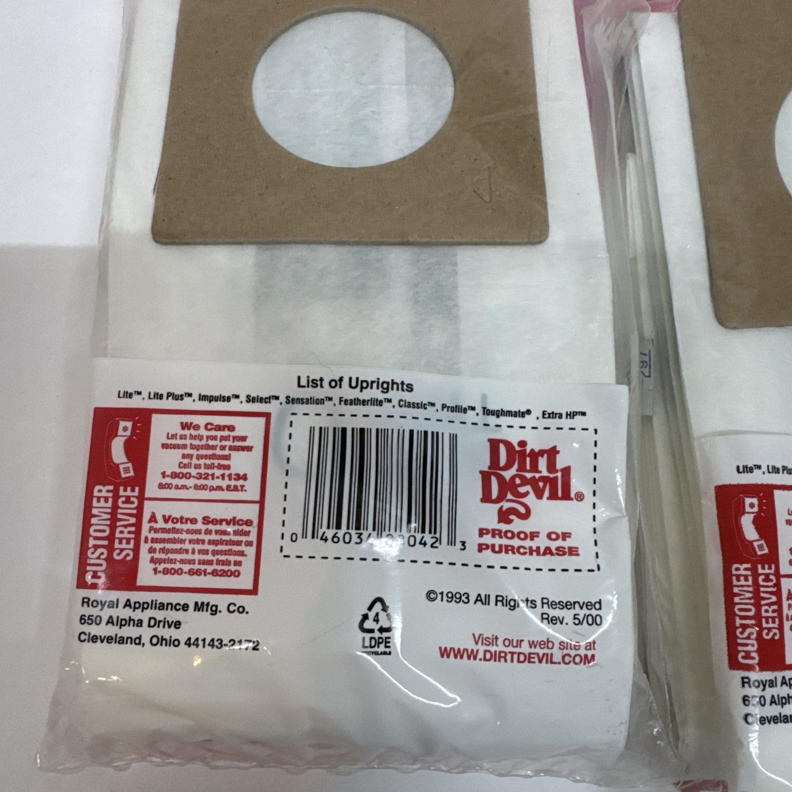 Devil Round Logos NOS Vintage Genuine Dirt Devil Type D Upright Vacuum Cleaner Bags 3 ...