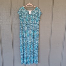 J Jill Button Back Dress Size M Women Preppy Rayon Blend Stretch Pockets Slit