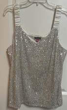 Vince Camuto Women's Silver Sequin formal tank top size large