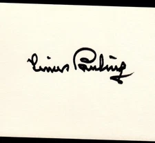 LINUS PAULING Autograph Signed 3X5 Card NOBEL PRIZE For Chemistry & Peace w/ COA