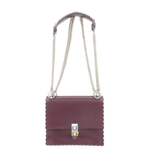FENDI Mini Kan I Chain Shoulder Bag Crossbody Bag Purple 8M0381 Auth Used