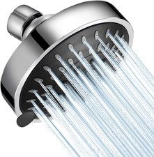 High Pressure Shower Head 5 Settings Fixed Showerhead 4 Inch High Flow Bathroom