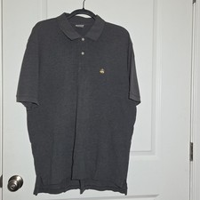 Brooks Brothers Men's Polo Shirt Gray, Solid, Short Sleeve Size XL