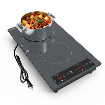 12'' Electric Induction Cooktop Built-in Double Burner Stove Top Plug-in 2300W