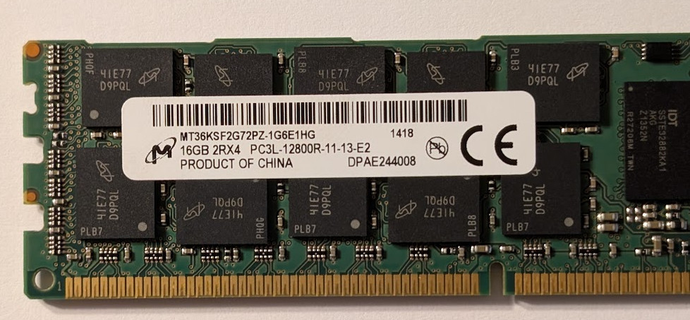как выглядит Micron 16GB DDR3L-1600 ECC Registered Server RAM PC3L-12800R 2Rx4 фото