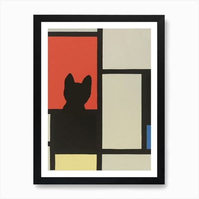 Komposition (1921) und schwarze Katze, P gerahmtes Wandbild Poster Leinwanddruck Bild