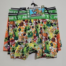 Minecraft Boys Boxer Briefs XL 4-Pack Multicolor Cartoon Steve Creeper Stretch