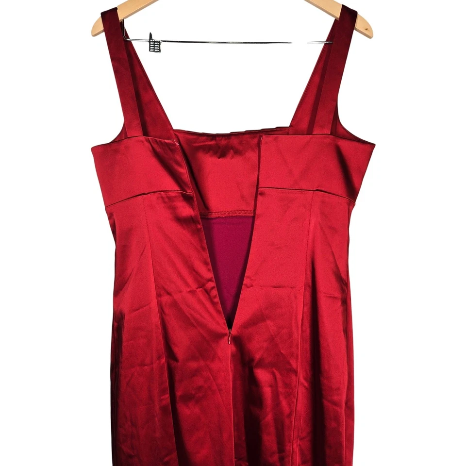 Vestido Calvin Klein Rojo Sin Mangas Plisado Ajustado Cóctel Fiesta Talla 6 Foto 3 de 4