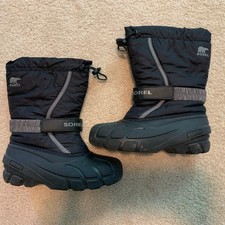 SOREL Flurry Waterproof Insulated Snow Boot Big Kids Black/City GreyUS3/UK2/EU34