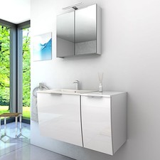 AcquaVapore Badmöbel Set Gently 1 V1 Weiß MDF Waschtisch 90cm 