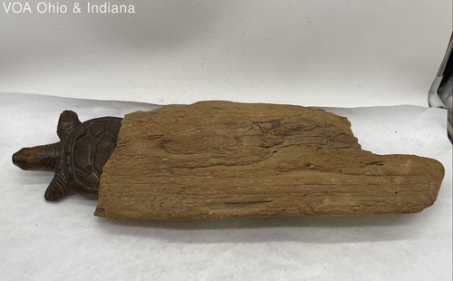 Hand Carved Wooden Turtle Sculpture Made From Drift Wood 18" - Picture 5 of 5