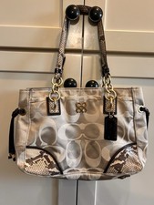 Coach Collette Snake Skin Embossed Gold/Brown Shoulder Bag Purse Satchel Tote