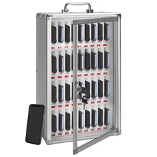 36-Slot Cell Phone Locker - Storage Cabinet for Classroom, Wall Mount Organiz...